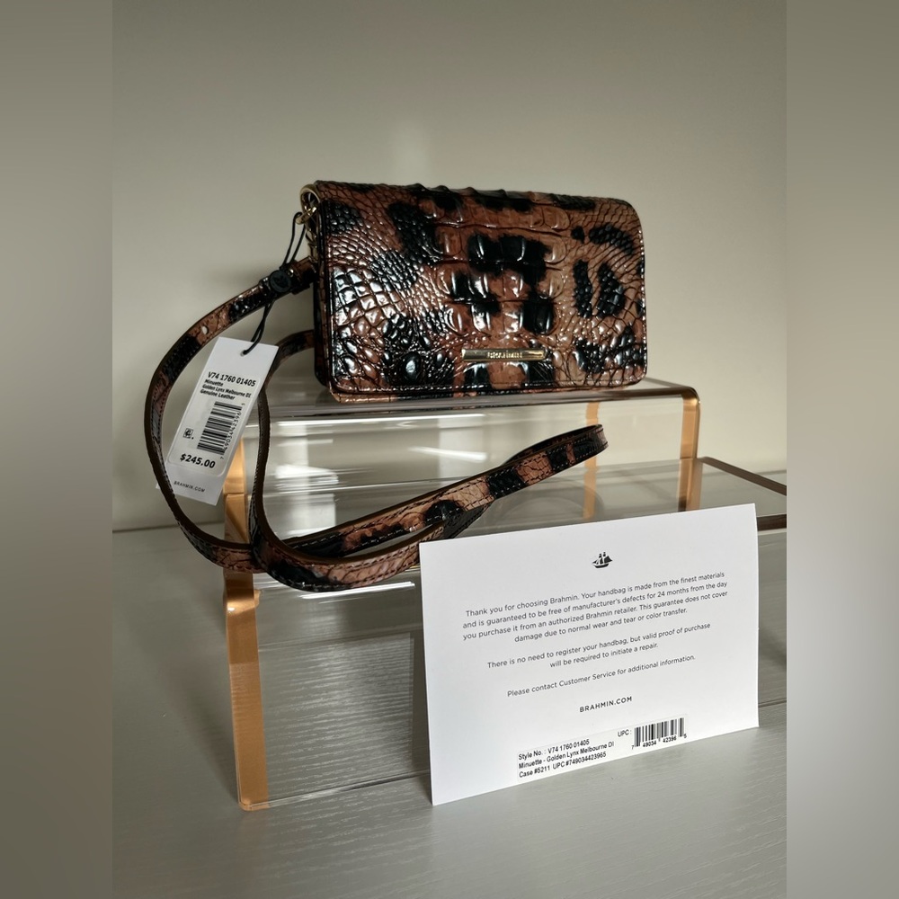 NWT Brahmin - Mini Dux Crossbody Golden Lynx Melbourne Leather - Picture 3 of 13